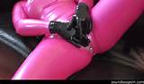 Girl In Pink Latex Suite Masturbates Gif 842