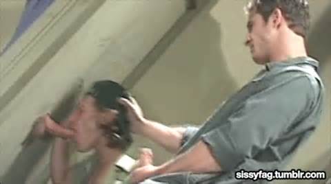 Gay Gifs: Glory hole suck in gas station