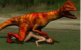 Girl and dinosaur having sex in field, dino insemination.