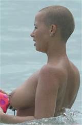 Amber Rose Topless Swimming, Showing Off Her Bare Pierced Titts