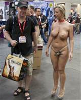 ... at Comic Con, maybe because she has nipple pasties over her nipples