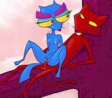 blue_body blue_eyes blue_fur breasts butt cat courage_the_cowardly_dog ...