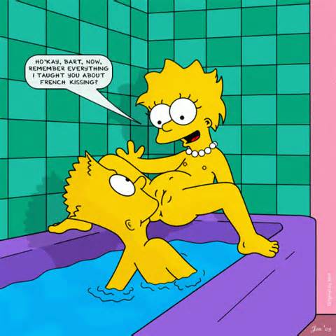 bart eats lisas pussy while there both in the bath-tub