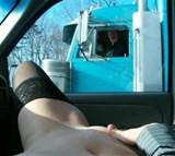 Girlfriend showspussy in car to truck driver for the delight of the ...