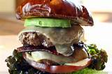 Grass Fed Beef Burger with Havarti, Bacon and Avocado on a Pretzel Bun
